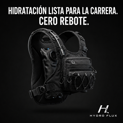 Chaleco de Hidratación HydroFlux® HF-01 (2 Botellas de 500ml y Bolsillo Impermeable de REGALO)