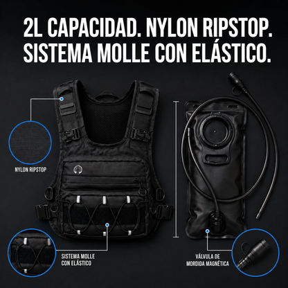 Chaleco de Hidratación HydroFlux® HF-01 (2 Botellas de 500ml y Bolsillo Impermeable de REGALO)