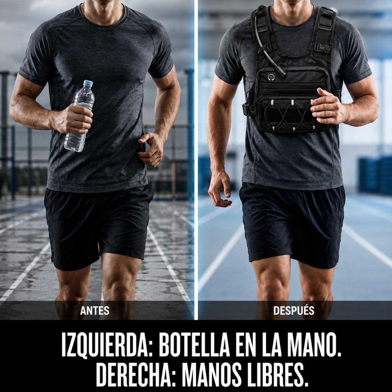 Chaleco de Hidratación HydroFlux® HF-01 (2 Botellas de 500ml y Bolsillo Impermeable de REGALO)