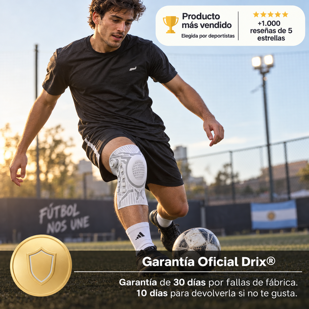 Rodillera Deportiva Drix Win Pro® con TorqueLock System™ (Soporte Rotuliano y Estabilidad Lateral)